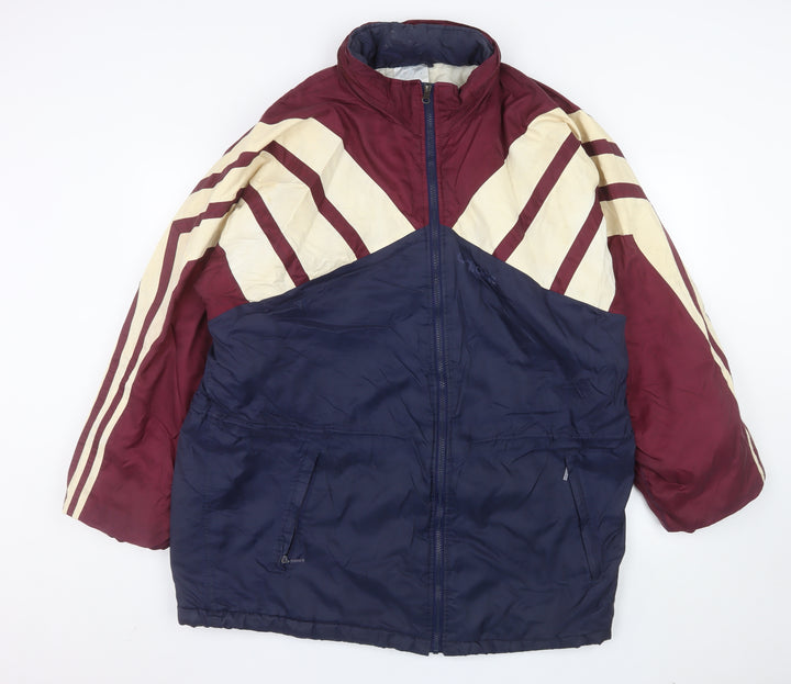 Adidas Men's Blue Burgundy 90s Retro Puffer Jacket Size L