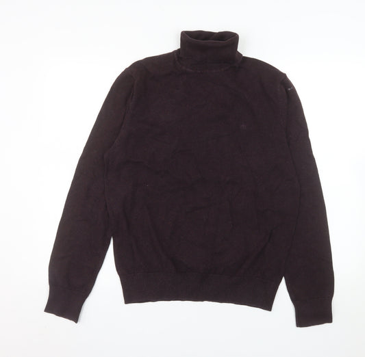 Merc London Men's Brown Roll Neck Cotton Jumper Size L