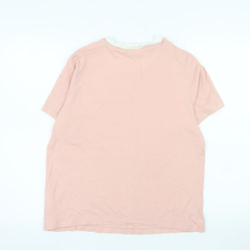 adidas Women Pink Ringer T-Shirt Size 8 100% Cotton Casual