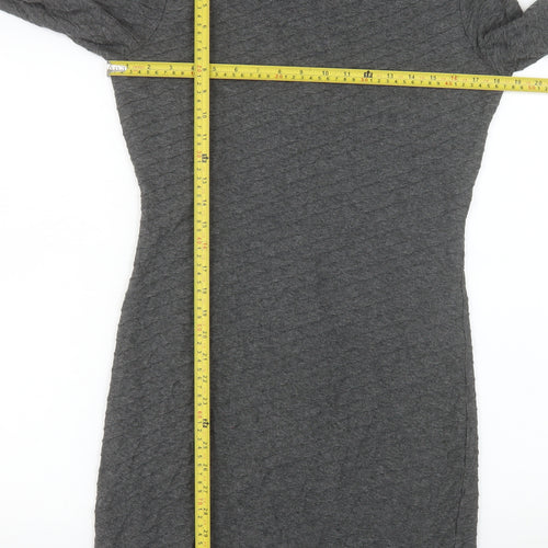 Mango Suit Women Grey XL Sheath Knit Knee Length Dress