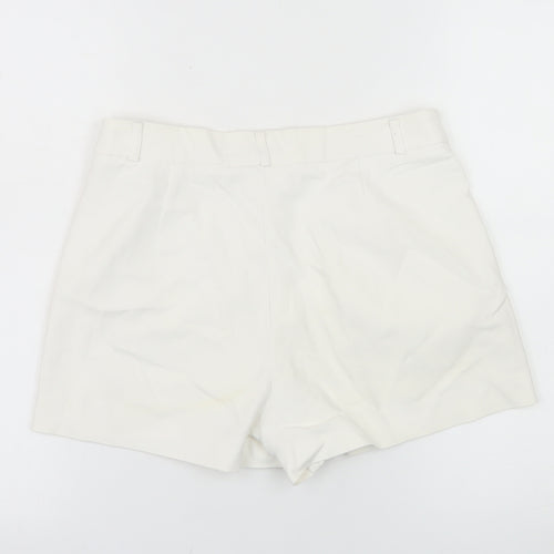 Stradivarius Women’s White Chino Shorts UK 8 Cotton Blend