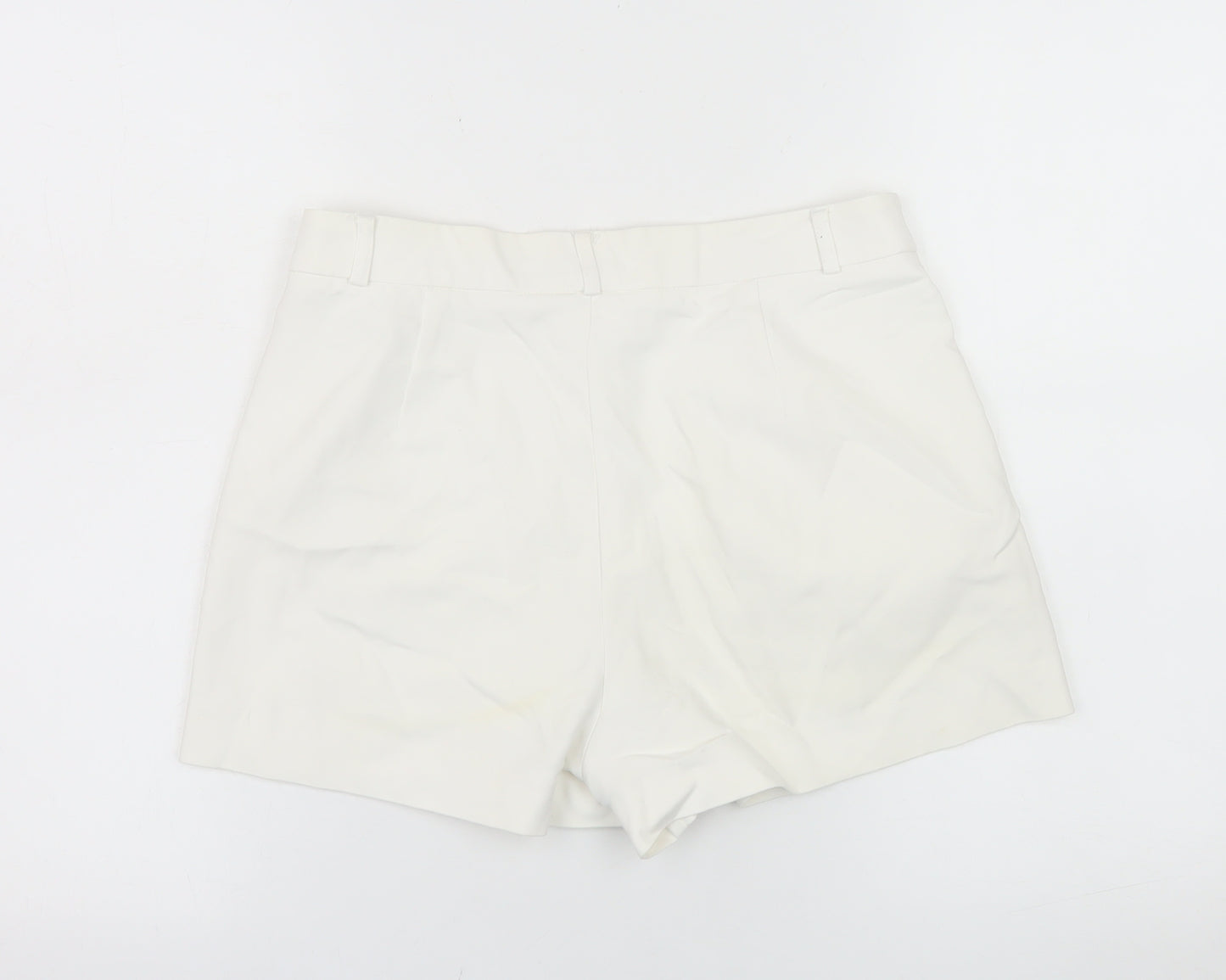 Stradivarius Women’s White Chino Shorts UK 8 Cotton Blend