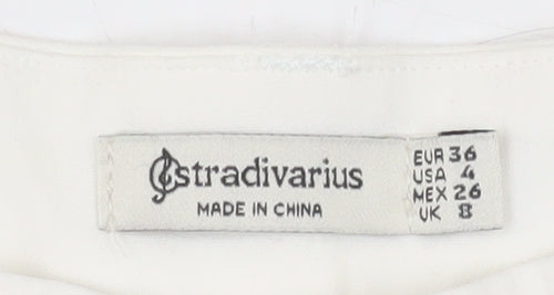 Stradivarius Women’s White Chino Shorts UK 8 Cotton Blend