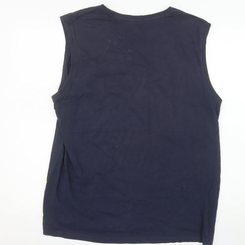 Inextenso Men's Blue Sleeveless Surfing Graphic Cotton Top XL