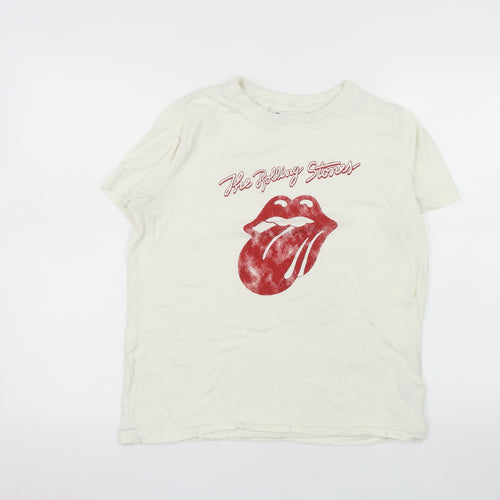 Primark Women’s White Rolling Stones T-Shirt M Music Graphic Top
