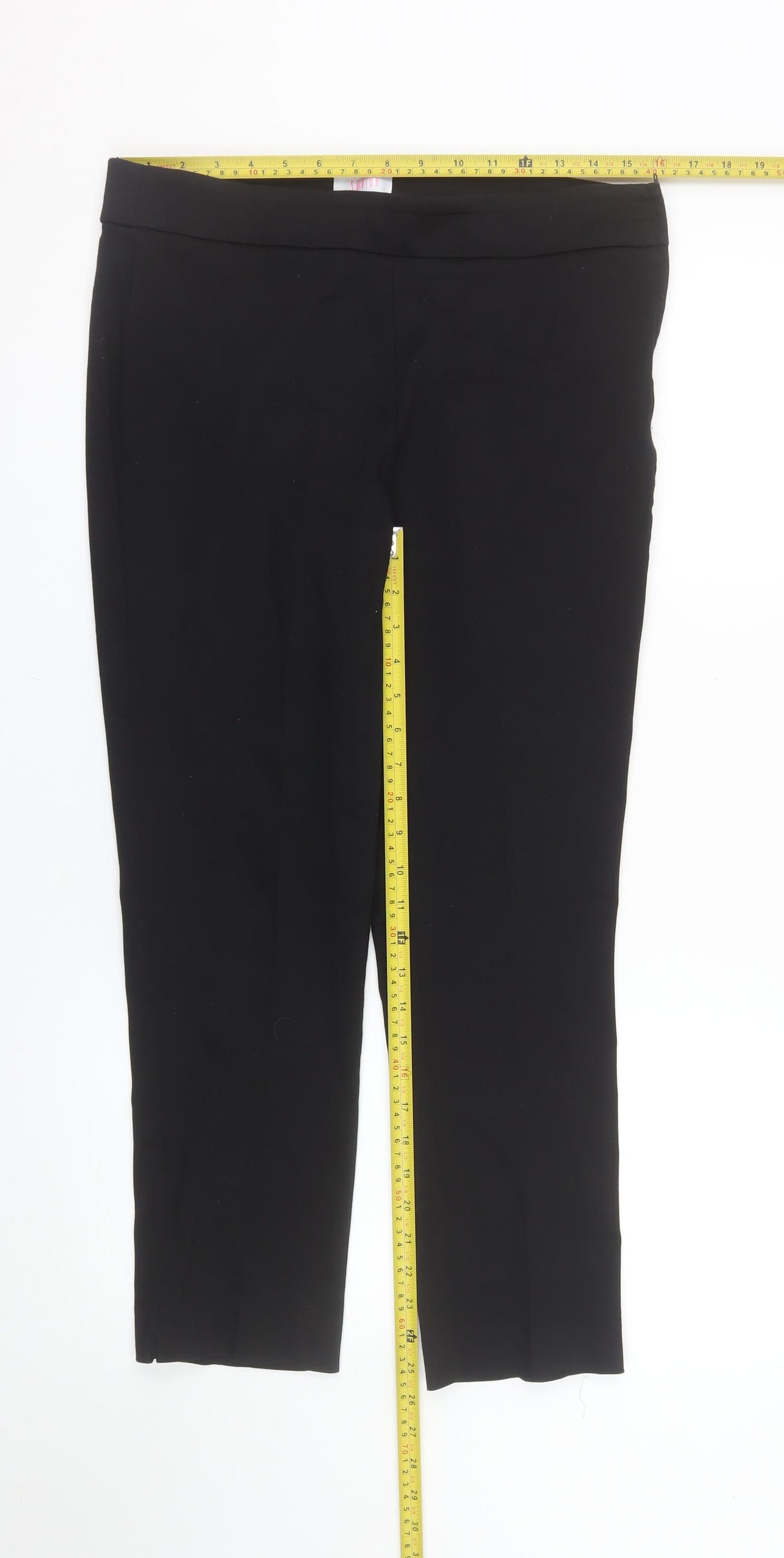 Savida Women's Black Size 14 Cropped Cotton Blend Trousers