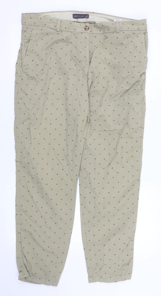 Marks and Spencer Women’s Beige Polka Dot Chino Trousers Size 16