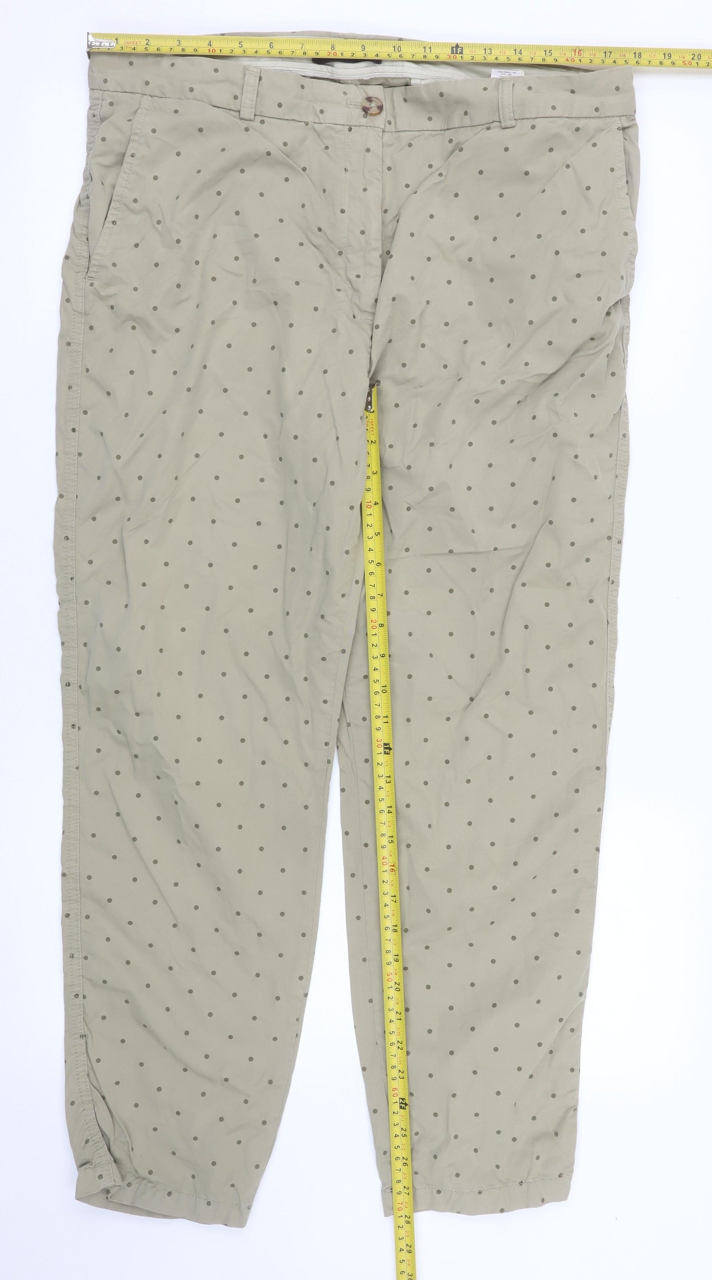 Marks and Spencer Women’s Beige Polka Dot Chino Trousers Size 16