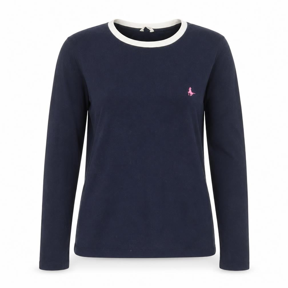 Front view of Jack Wills Women's Blue Long Sleeve Ringer T-Shirt, size 14