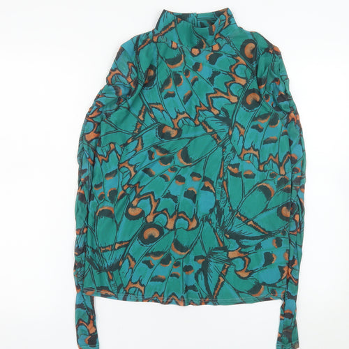 Gallery Women’s Green Butterfly Print Tunic Blouse Size S