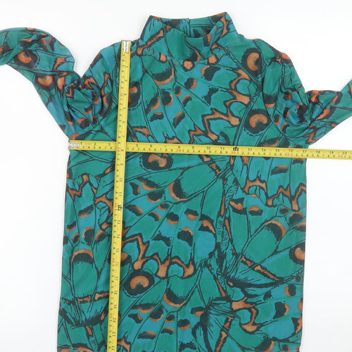 Gallery Women’s Green Butterfly Print Tunic Blouse Size S