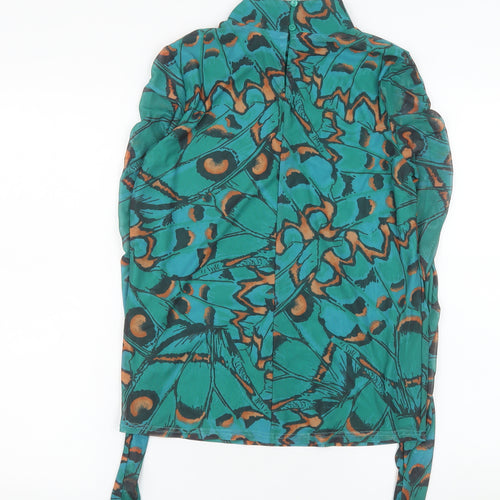 Gallery Women’s Green Butterfly Print Tunic Blouse Size S