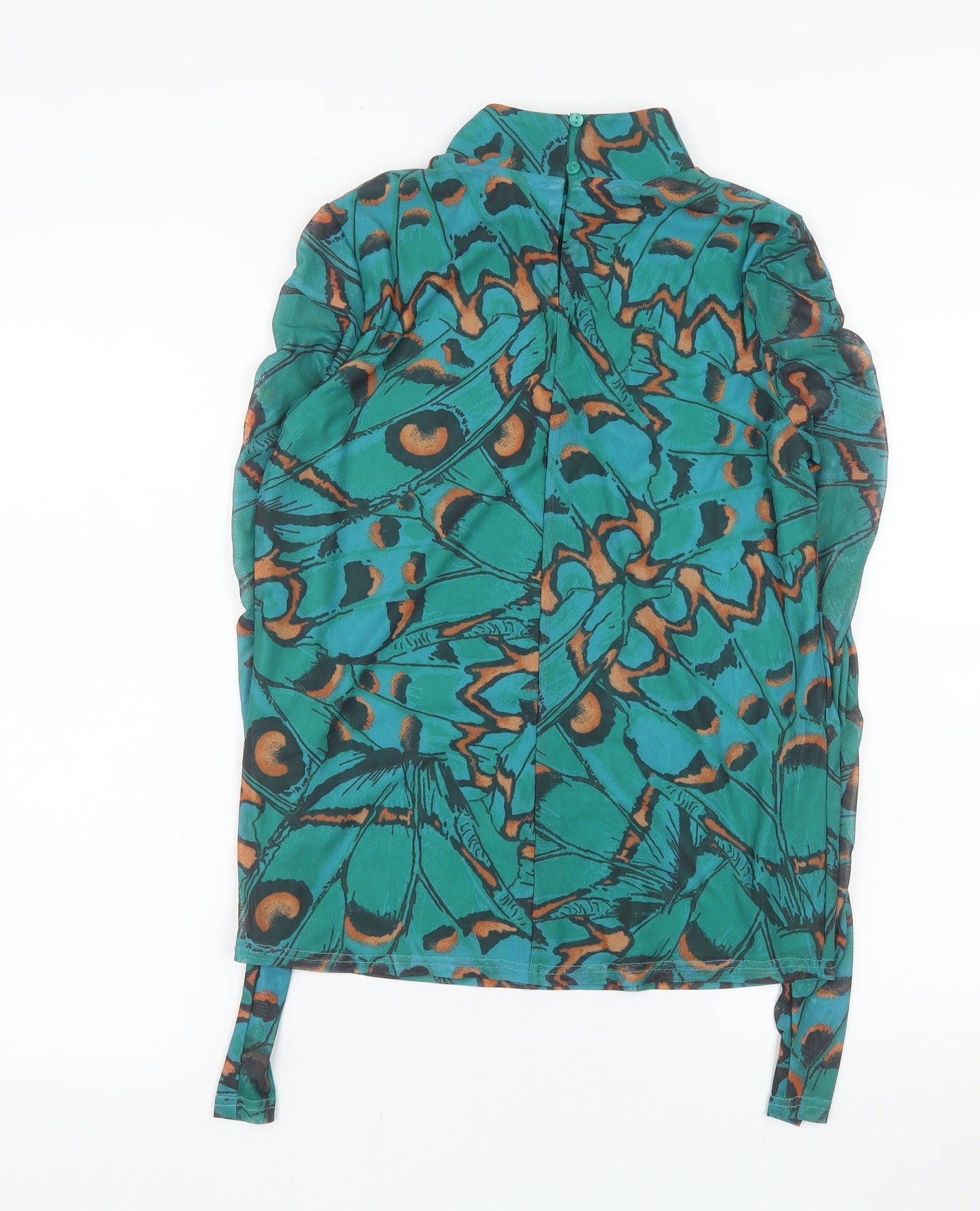 Gallery Women’s Green Butterfly Print Tunic Blouse Size S