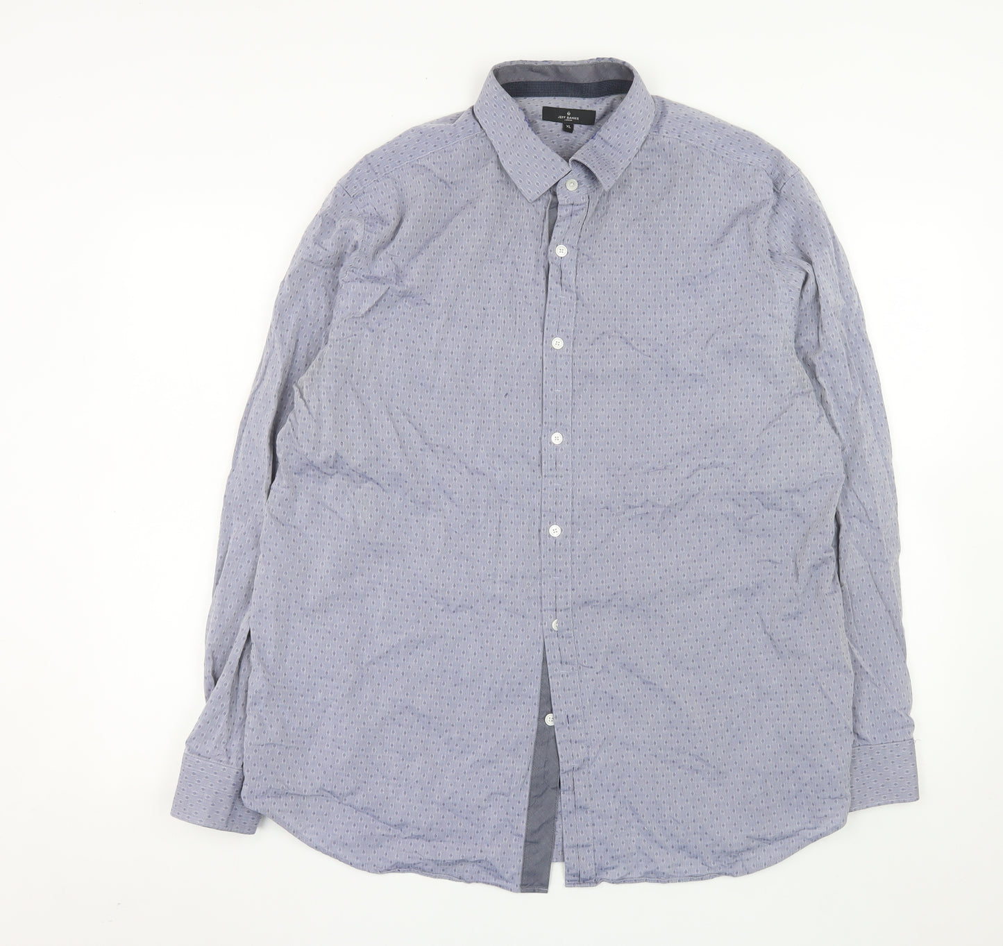 Jeff Banks London Men's Blue XL Long Sleeve Cotton Shirt