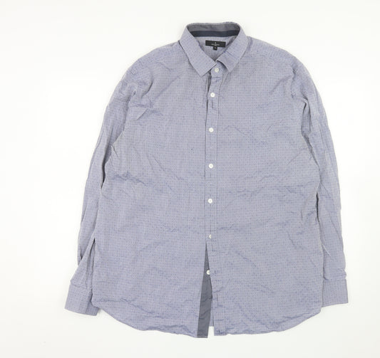 Jeff Banks London Men's Blue XL Long Sleeve Cotton Shirt