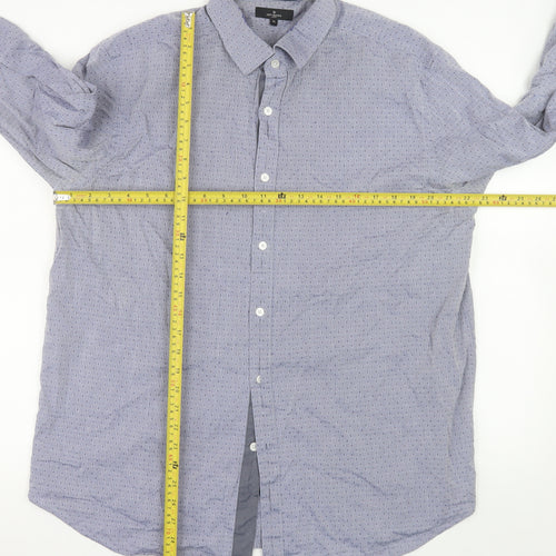 Jeff Banks London Men's Blue XL Long Sleeve Cotton Shirt