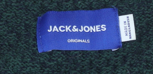 Jack & Jones Men's Green XL Cotton Chunky Knit Crew Neck Jumper