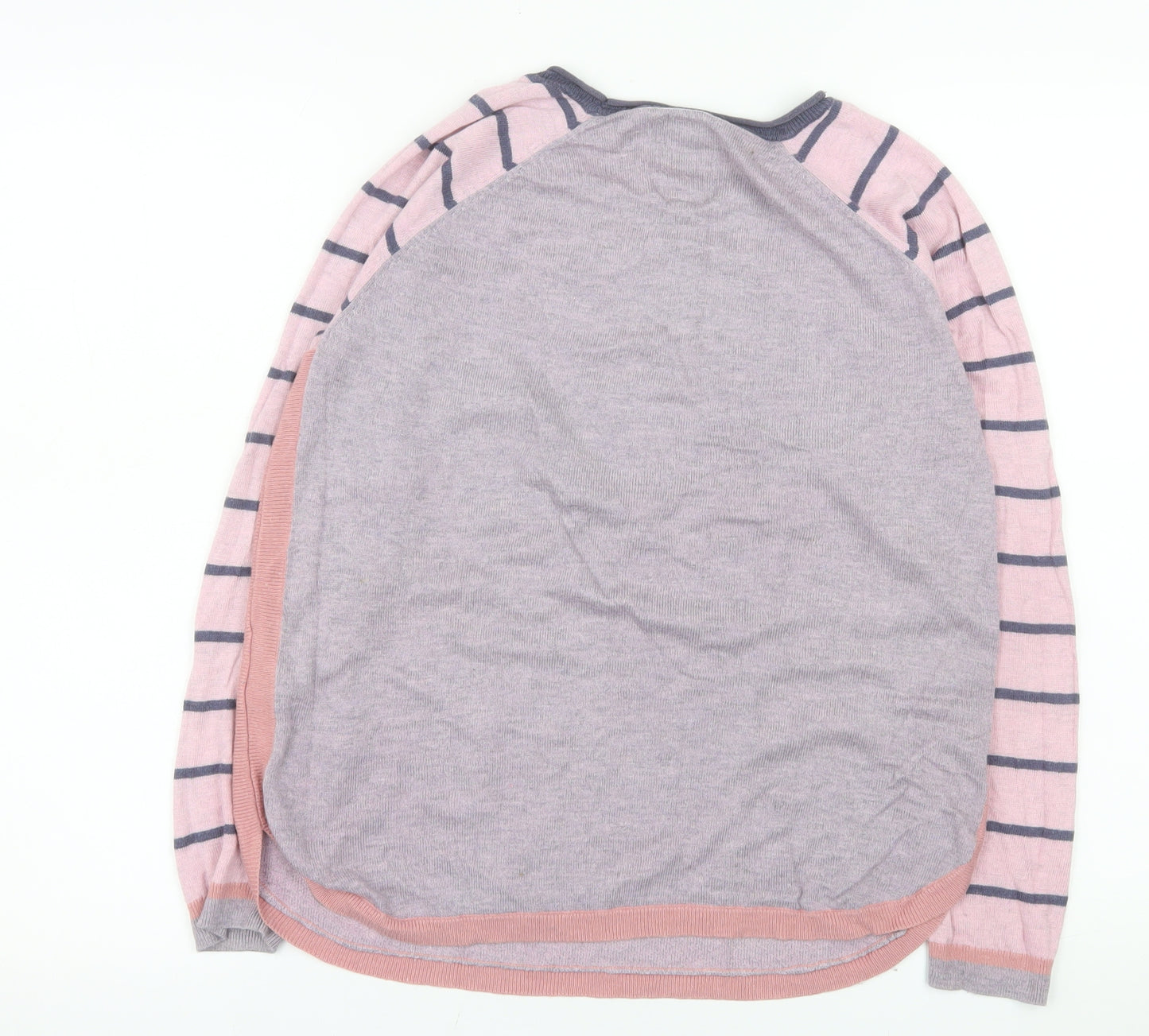 Mantaray Womens Purple Pink Striped Jumper Size 10 Embroidered Bird Design