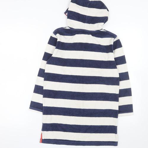 Mini Boden Boys Blue Striped Hooded Pullover Terry Hoodie 9-10 Years
