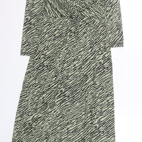 Pala D'Oro Women's Green Animal Print Midi Wrap Dress S