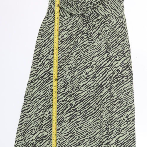 Pala D'Oro Women's Green Animal Print Midi Wrap Dress S