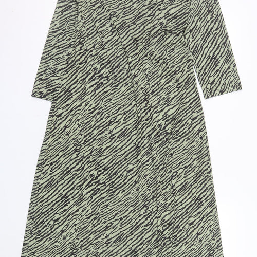 Pala D'Oro Women's Green Animal Print Midi Wrap Dress S