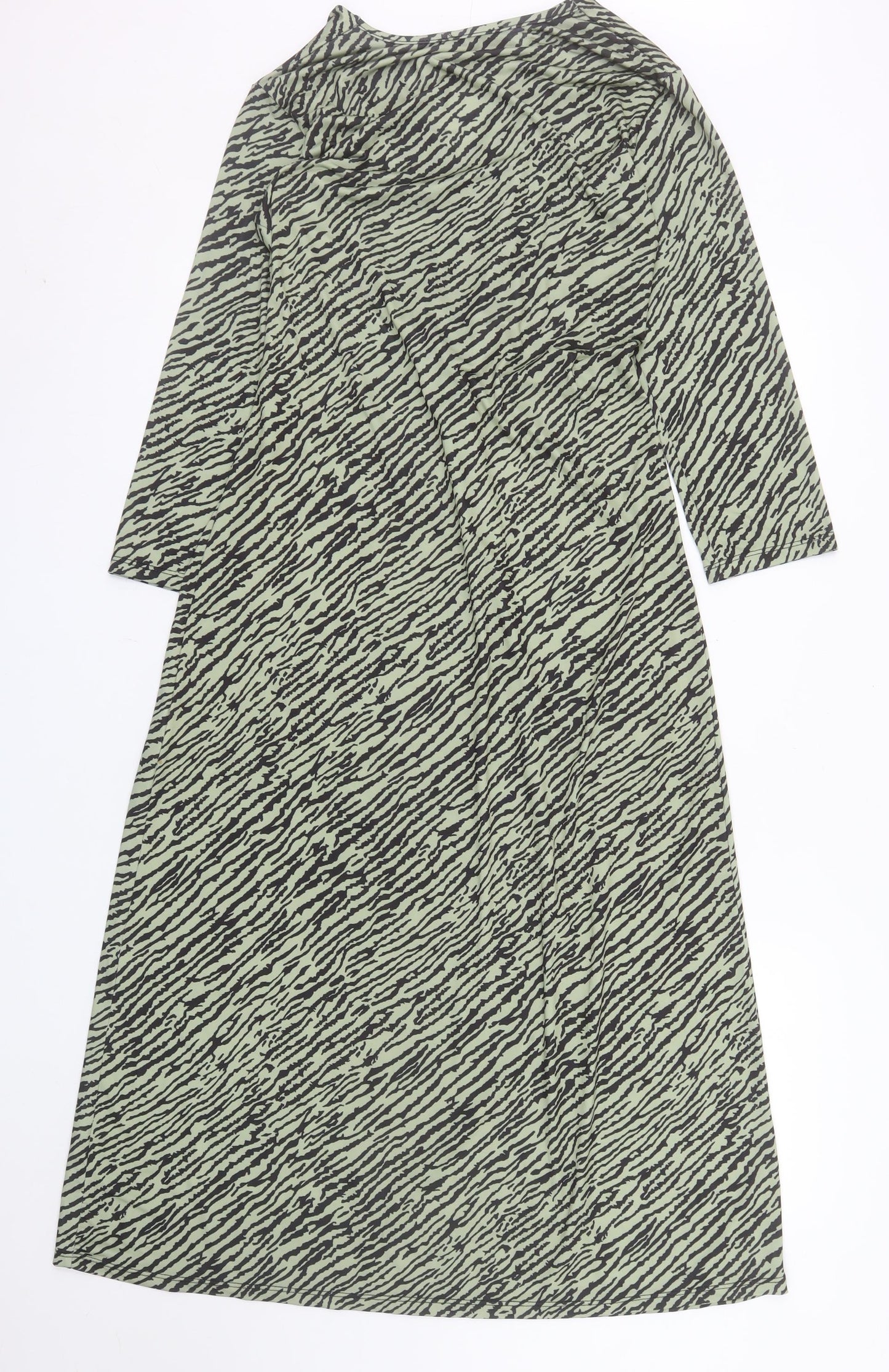 Pala D'Oro Women's Green Animal Print Midi Wrap Dress S