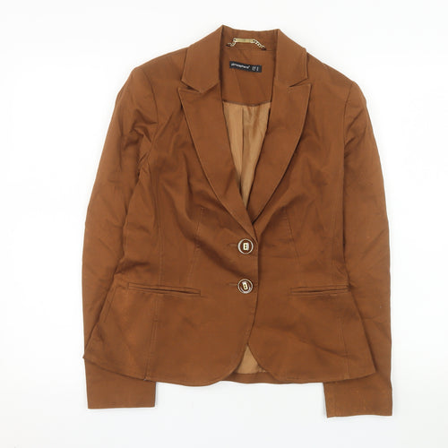 Atmosphere Women Brown Cotton Blend Two-Button Blazer UK 10