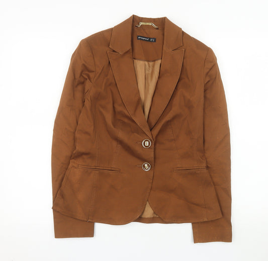 Atmosphere Women Brown Cotton Blend Two-Button Blazer UK 10