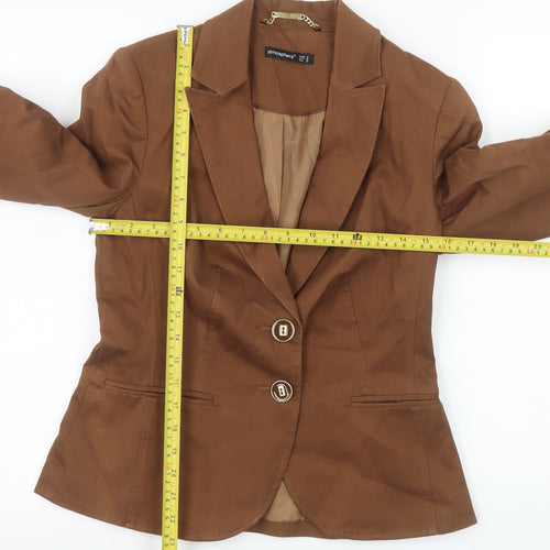 Atmosphere Women Brown Cotton Blend Two-Button Blazer UK 10