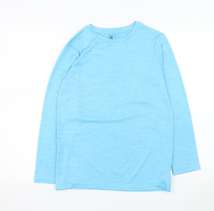 Champion Blue Long Sleeve Polyester Activewear Top L Teen