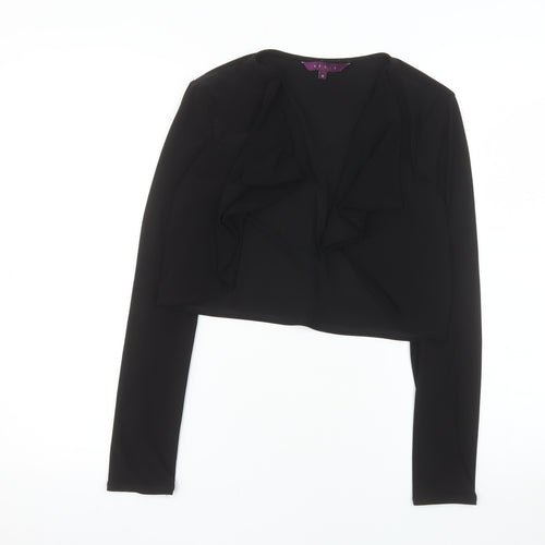 Début Women's Black Cropped Open Jacket Size M Elegant Bolero