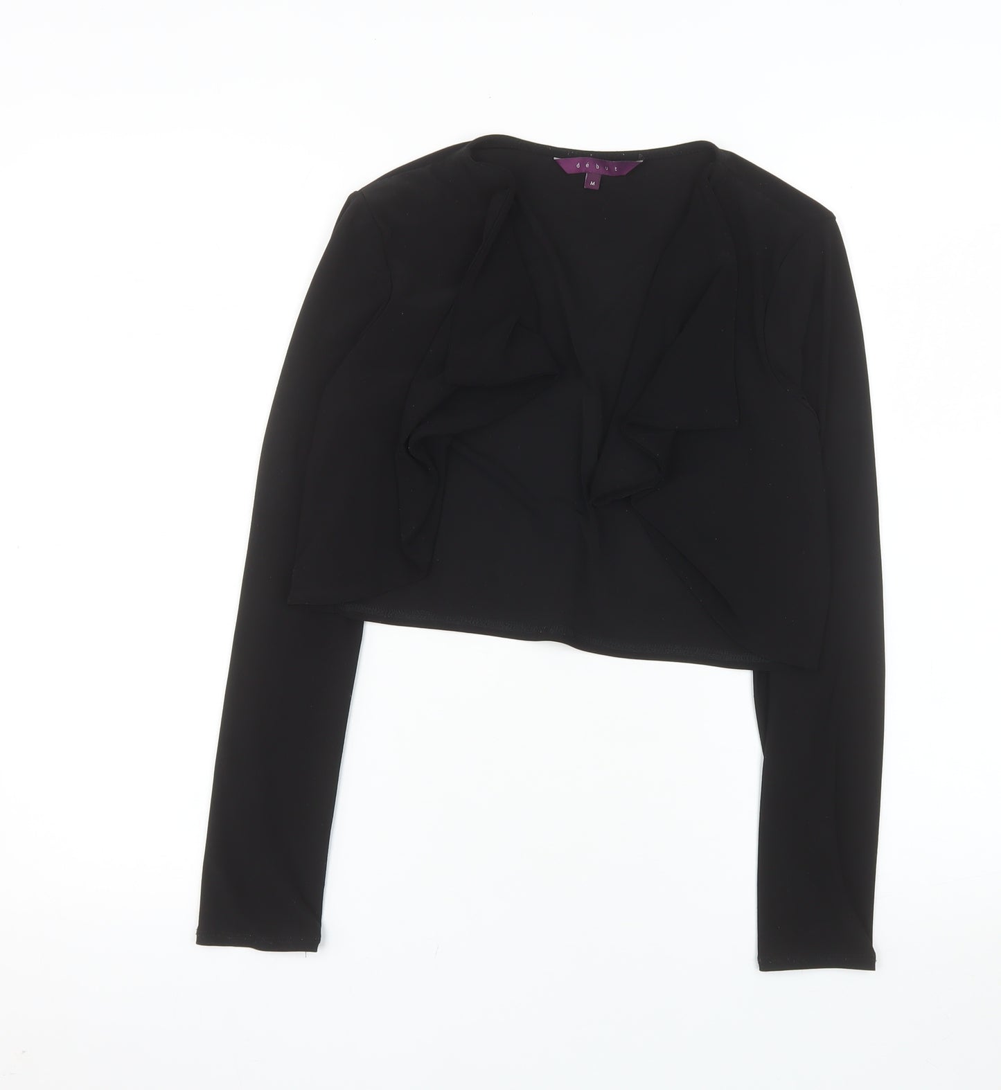 Début Women's Black Cropped Open Jacket Size M Elegant Bolero