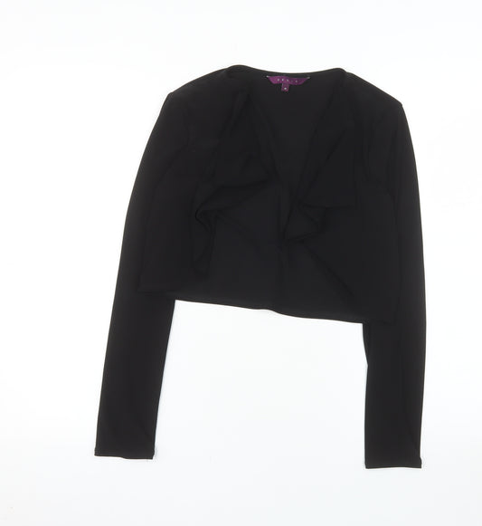 Début Women's Black Cropped Open Jacket Size M Elegant Bolero