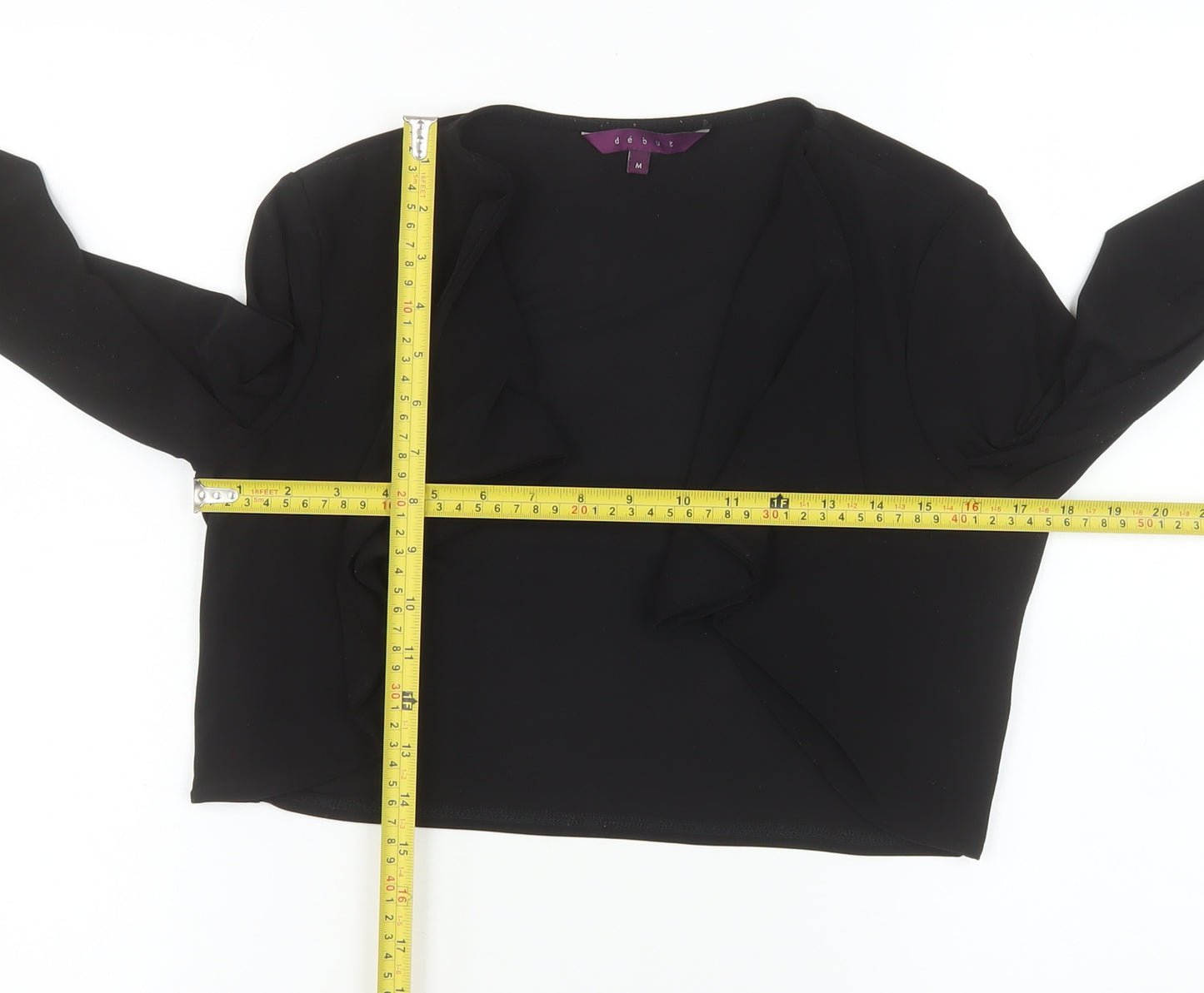 Début Women's Black Cropped Open Jacket Size M Elegant Bolero