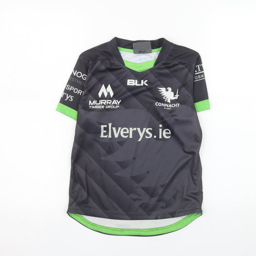BLK Connacht Rugby Boys Black 8 Years Short Sleeve Jersey T-Shirt