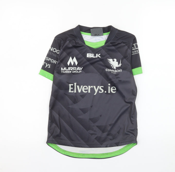BLK Connacht Rugby Boys Black 8 Years Short Sleeve Jersey T-Shirt