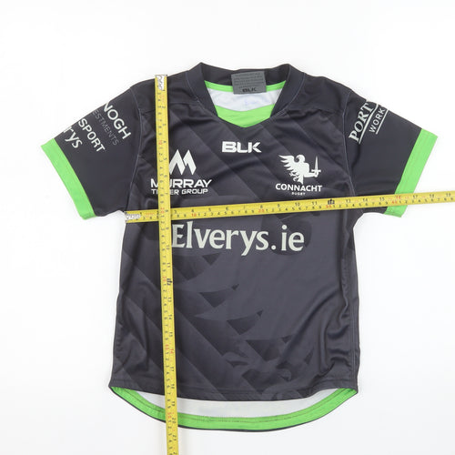 BLK Connacht Rugby Boys Black 8 Years Short Sleeve Jersey T-Shirt
