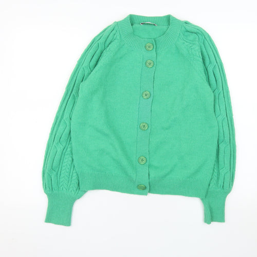 Gallery Women Green Cable Knit Button Cardigan Size 10