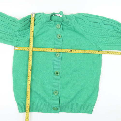 Gallery Women Green Cable Knit Button Cardigan Size 10