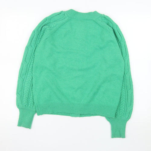 Gallery Women Green Cable Knit Button Cardigan Size 10