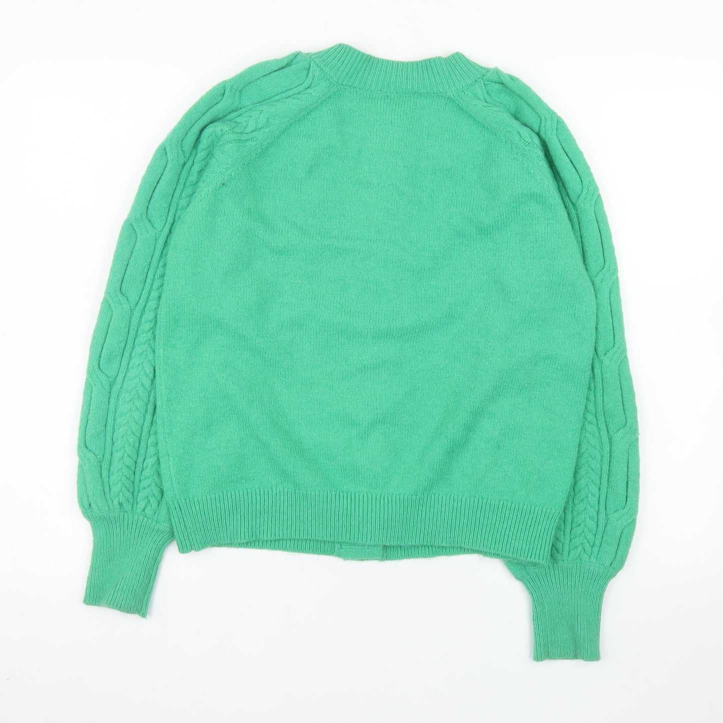 Gallery Women Green Cable Knit Button Cardigan Size 10