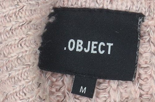 OBJECT Women's Pink Chunky Knit Roll Neck Jumper Size M