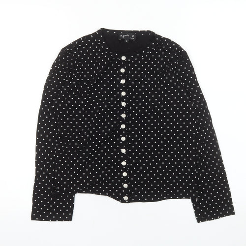 Agnès b. Women’s Black Polka Dot Button-Up Jersey Shirt Size M
