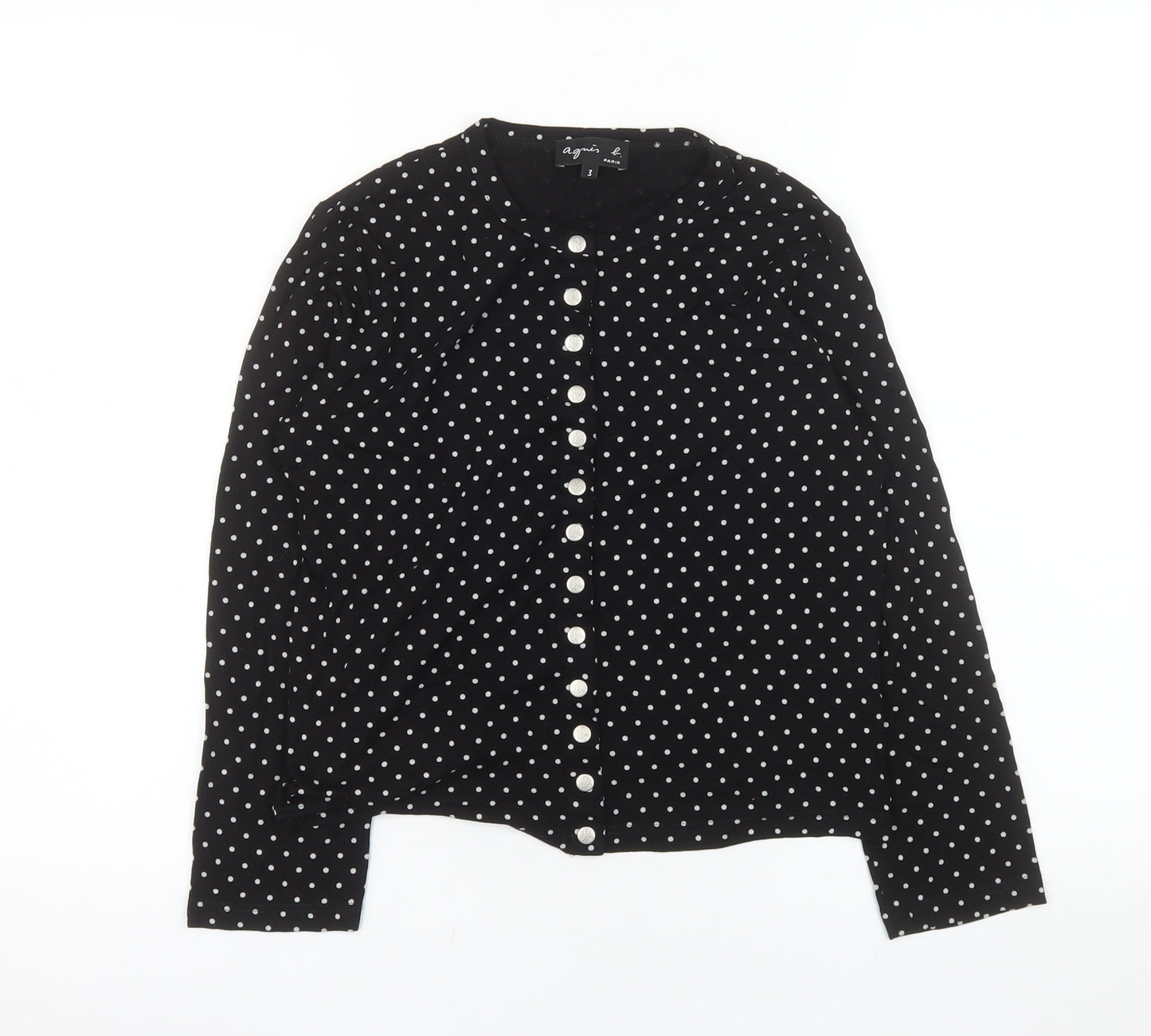 Agnès b. Women’s Black Polka Dot Button-Up Jersey Shirt Size M