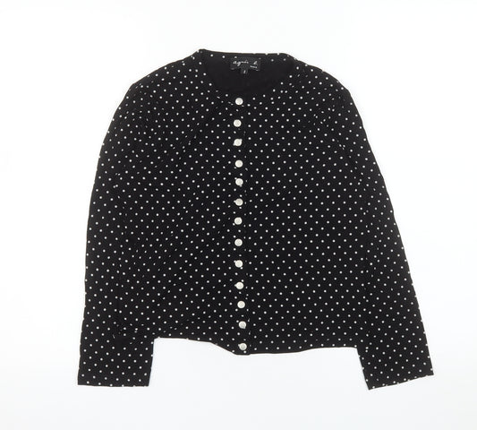 Agnès b. Women’s Black Polka Dot Button-Up Jersey Shirt Size M