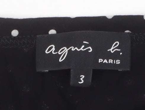 Agnès b. Women’s Black Polka Dot Button-Up Jersey Shirt Size M