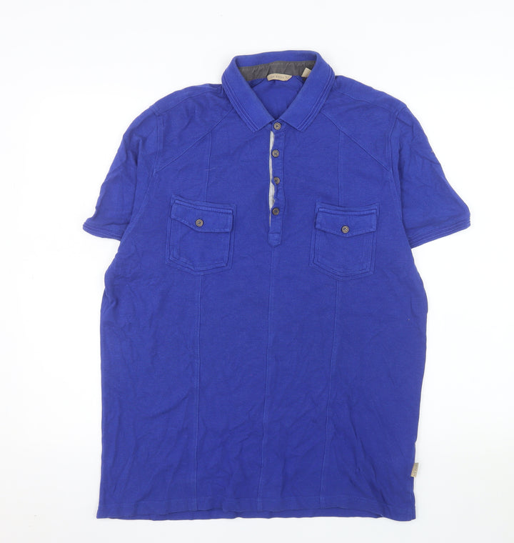 Ted Baker Men's Blue Cotton Modal Polo Shirt Size 6 XL