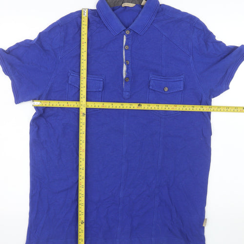 Ted Baker Men's Blue Cotton Modal Polo Shirt Size 6 XL