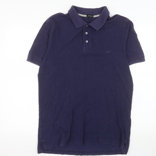 Jaeger Men's Blue Cotton Polo Shirt Size M Short Sleeve Classic Fit